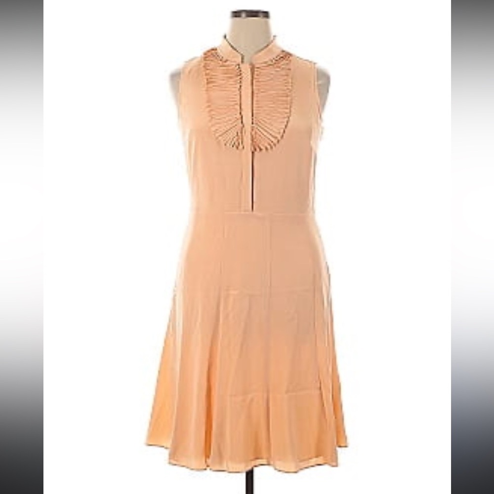 Paperwhite VTG Premium Peach/Pink Sleeveless Dress w/Pleated Design-size 10